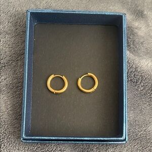 Stainless steel hypoallergenic waterproof gold hoop earrings unisex new in box